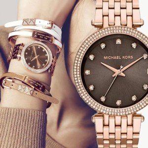 NIB Michael Kors Darci MK3217 Quartz Women's Crystal Watch in Rose gold